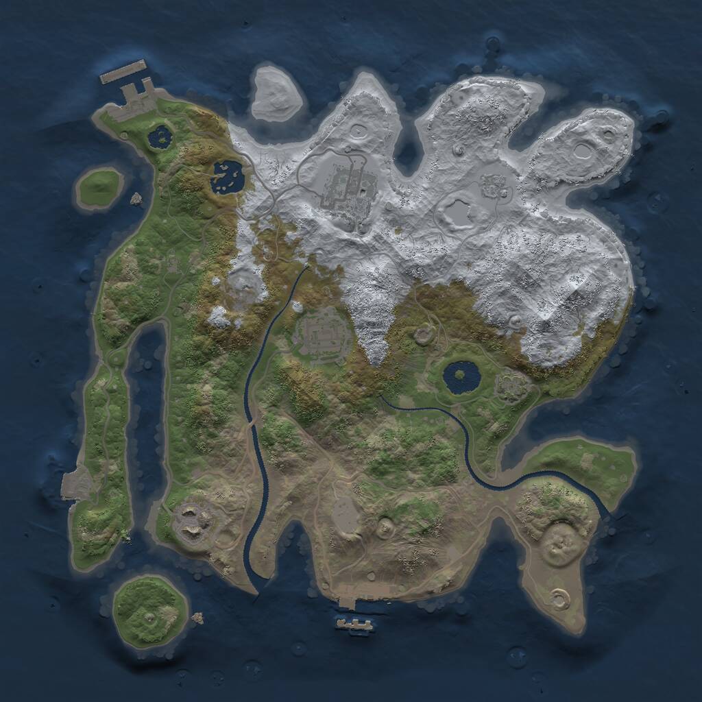 Rust Map: Procedural Map, Size: 3000, Seed: 807913730, 9 Monuments