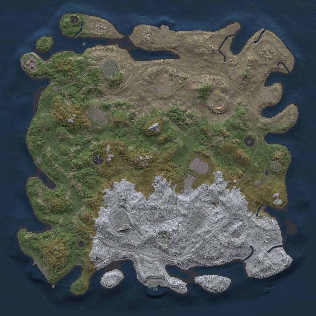 Rust Map: Procedural Map, Size: 4500, Seed: 206644391, 19 Monuments
