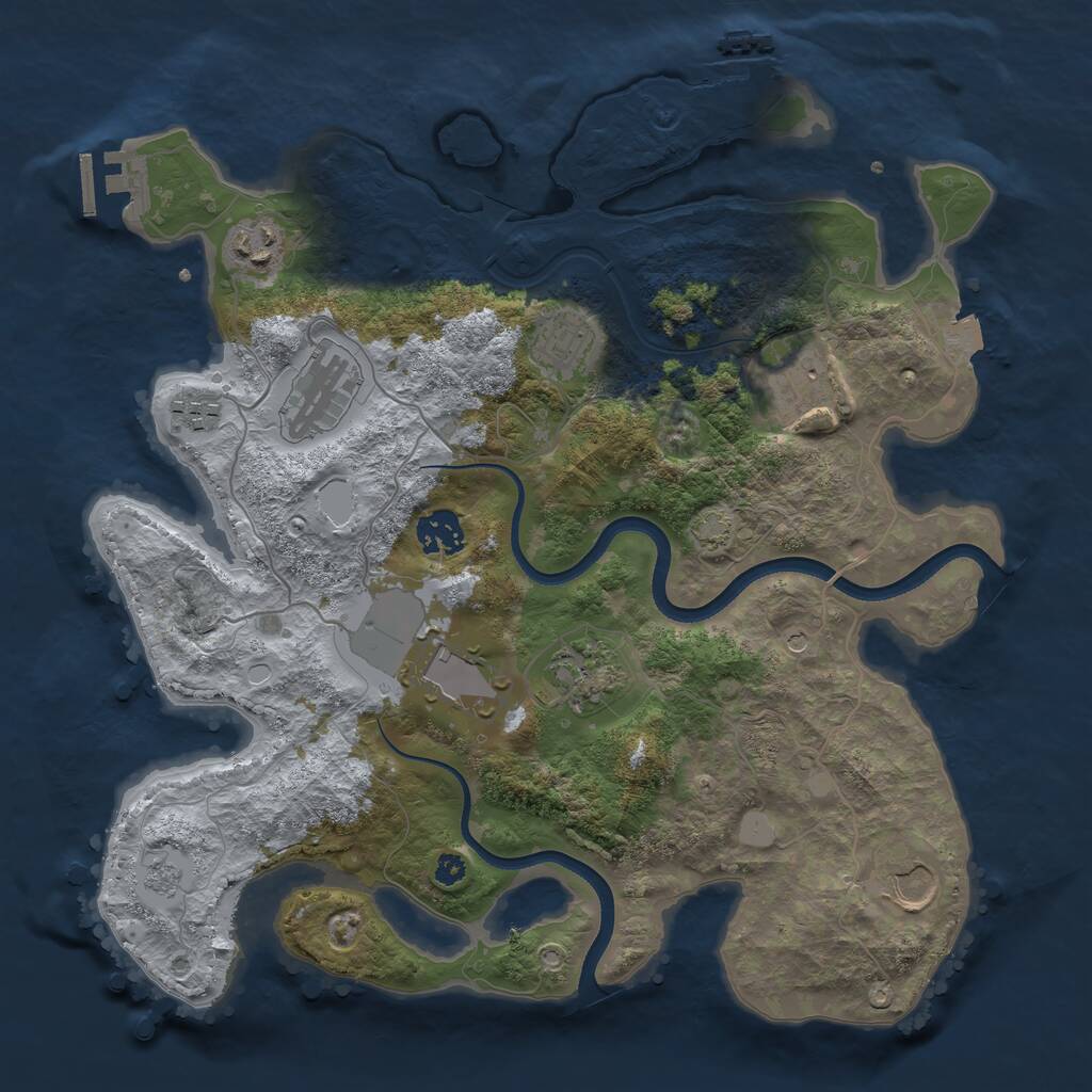 Rust Map: Procedural Map, Size: 3501, Seed: 50523, 15 Monuments