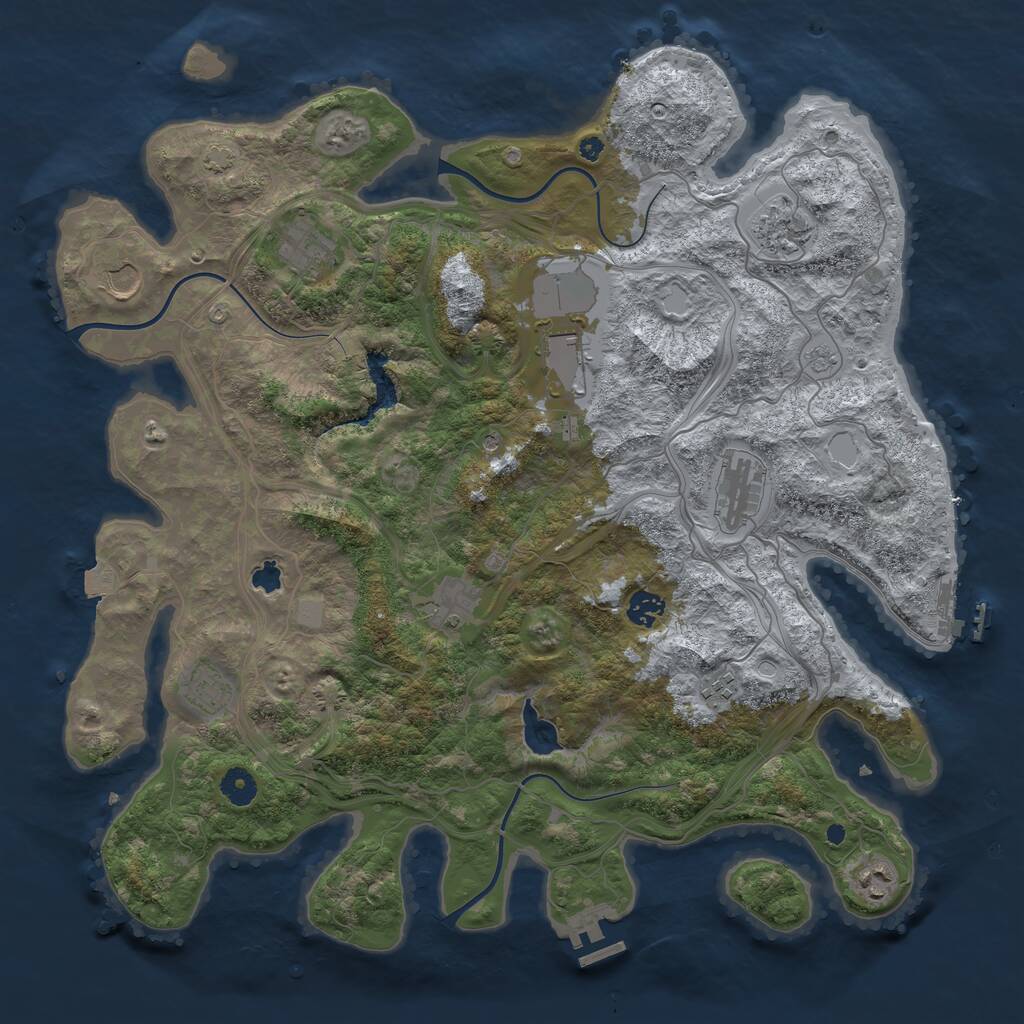 Rust Map: Procedural Map, Size: 4250, Seed: 1869591981, 16 Monuments