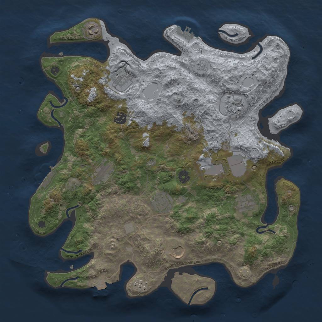 Rust Map: Procedural Map, Size: 3850, Seed: 1258962897, 18 Monuments