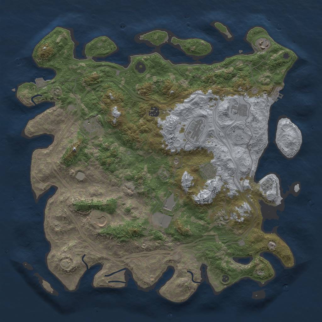 Rust Map: Procedural Map, Size: 4500, Seed: 492892264, 17 Monuments