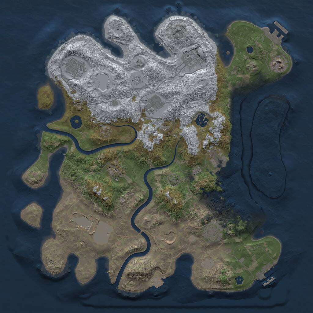 Rust Map: Procedural Map, Size: 3750, Seed: 1777064970, 17 Monuments