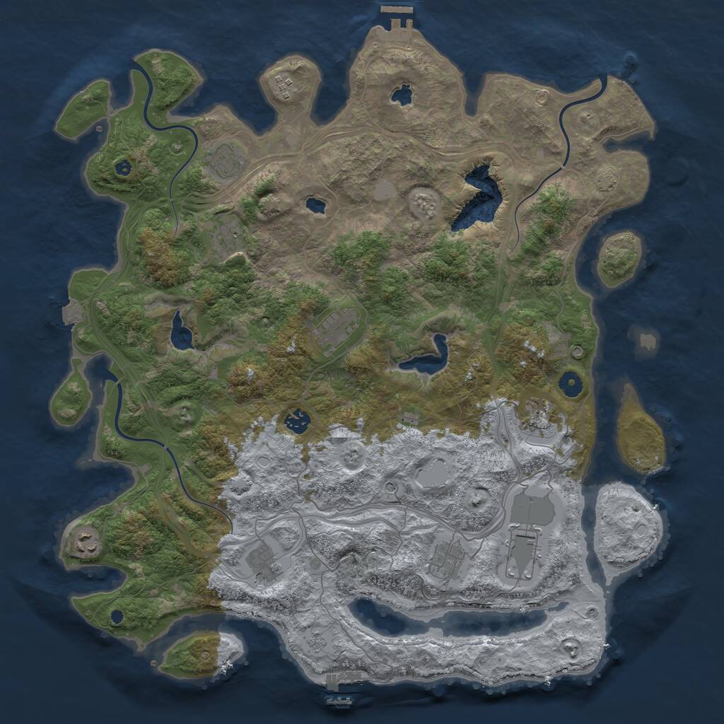 Rust Map: Procedural Map, Size: 4500, Seed: 833708688, 16 Monuments