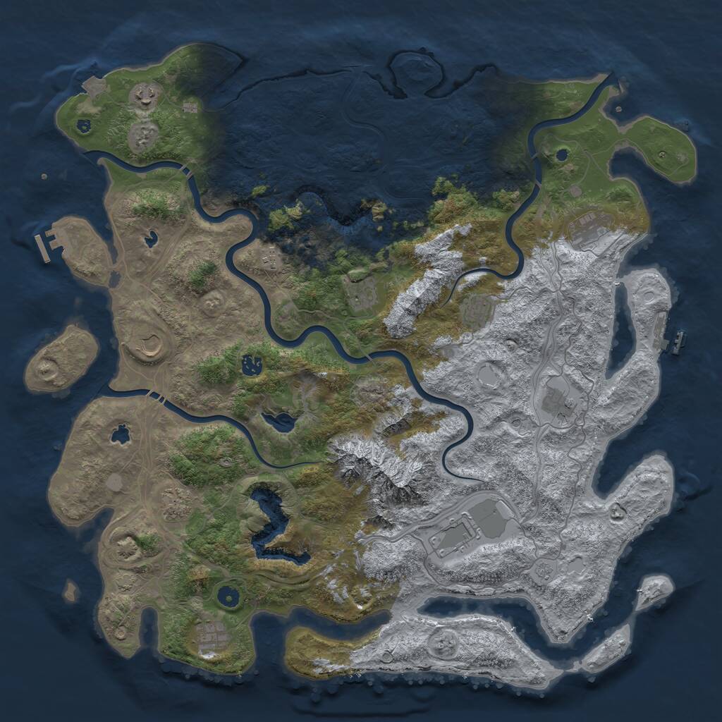 Rust Map: Procedural Map, Size: 5000, Seed: 1174585103, 17 Monuments