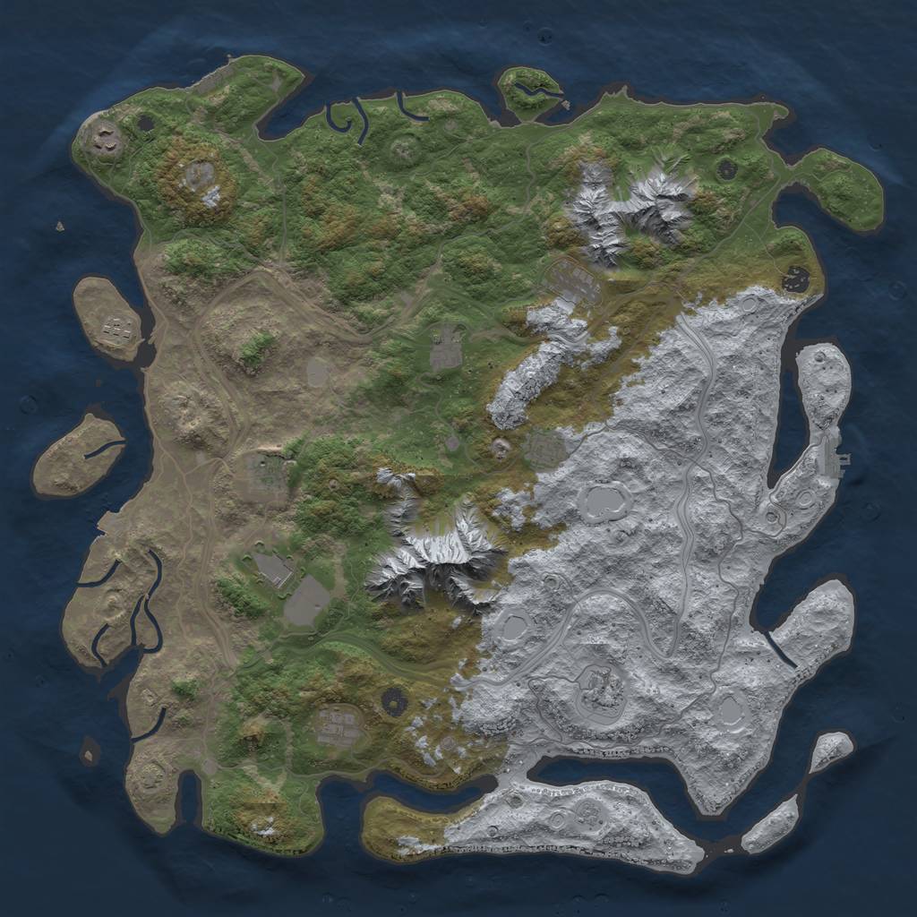 Rust Map: Procedural Map, Size: 5000, Seed: 1174585103, 18 Monuments