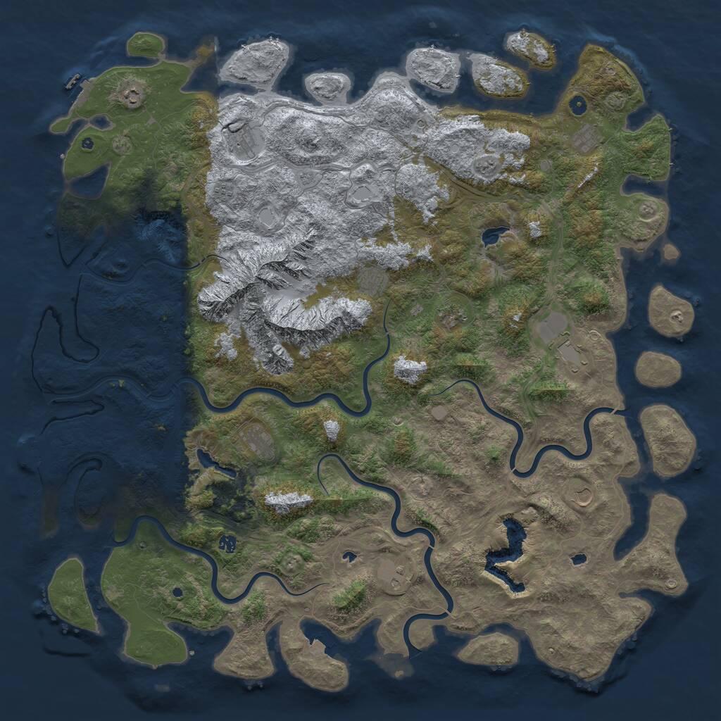 Rust Map: Procedural Map, Size: 6000, Seed: 260439597, 17 Monuments