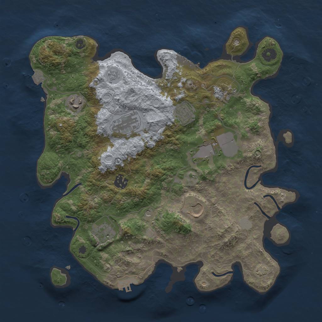 Rust Map: Procedural Map, Size: 3500, Seed: 1099919396, 16 Monuments