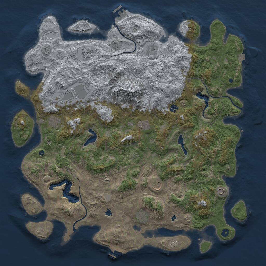 Rust Map: Procedural Map, Size: 5000, Seed: 32997457, 16 Monuments