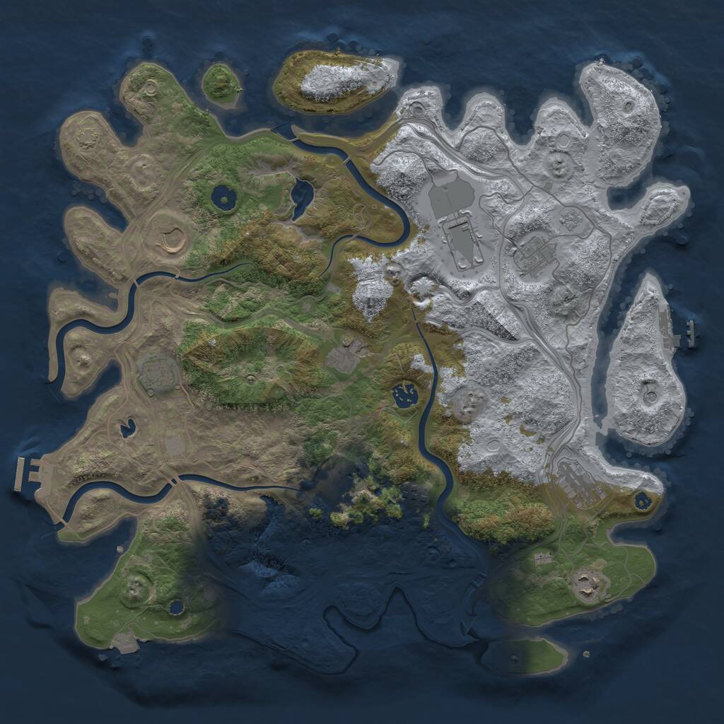 Rust Map: Procedural Map, Size: 4300, Seed: 50038266, 16 Monuments