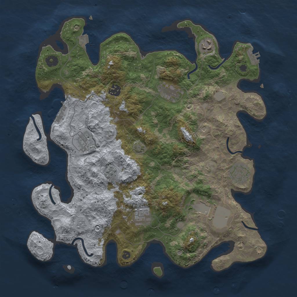 Rust Map: Procedural Map, Size: 3700, Seed: 561381426, 16 Monuments