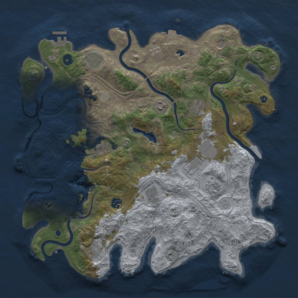 Rust Map: Procedural Map, Size: 4250, Seed: 614897875, 17 Monuments