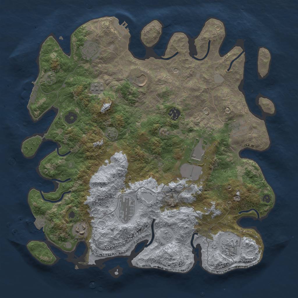 Rust Map: Procedural Map, Size: 3750, Seed: 363166501, 17 Monuments