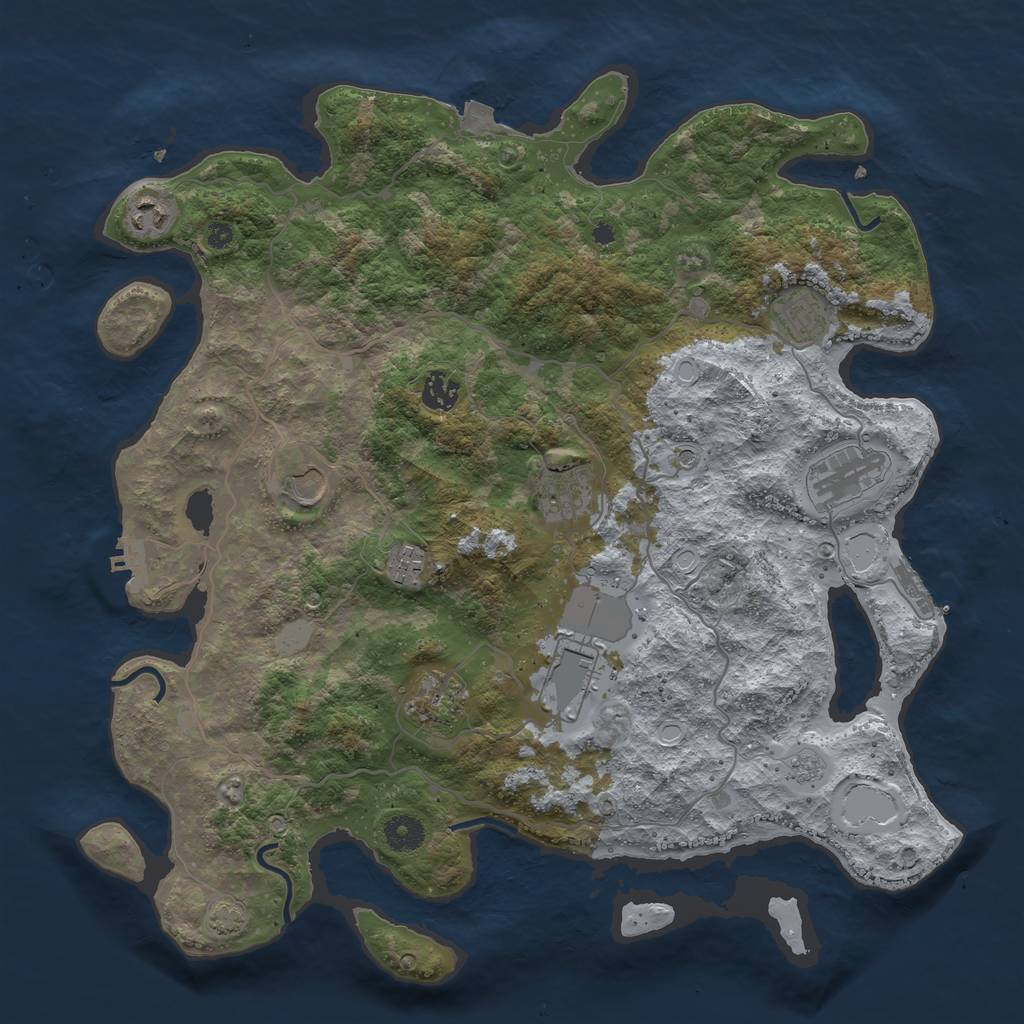 Rust Map: Procedural Map, Size: 4000, Seed: 1263120864, 17 Monuments