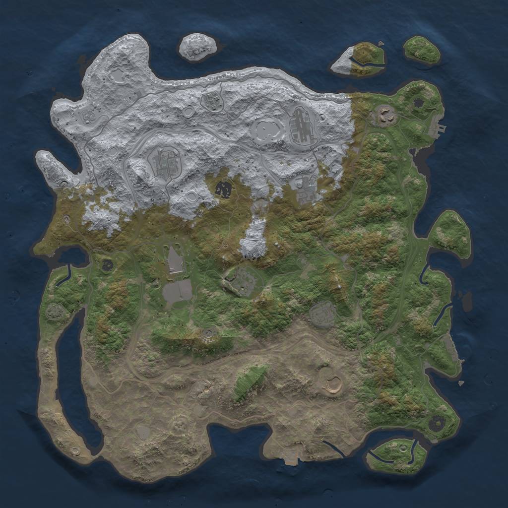 Rust Map: Procedural Map, Size: 4500, Seed: 2131605302, 18 Monuments