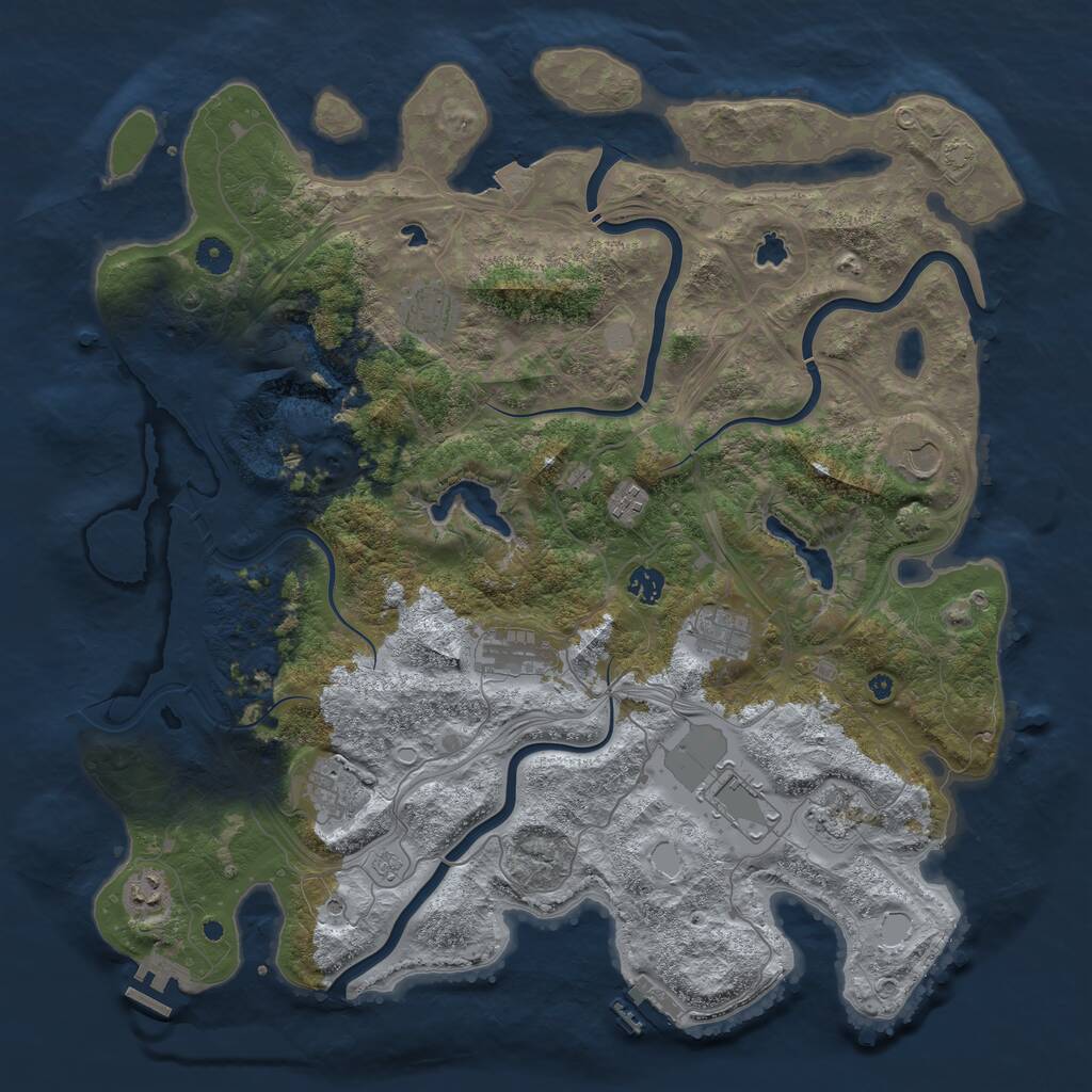 Rust Map: Procedural Map, Size: 4500, Seed: 1689656091, 16 Monuments