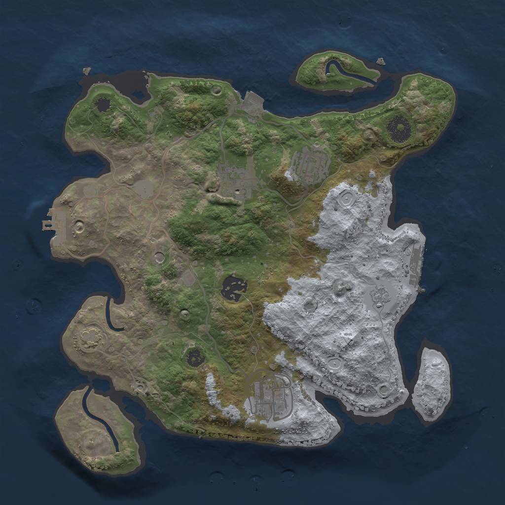 Rust Map: Procedural Map, Size: 3000, Seed: 590379069, 12 Monuments