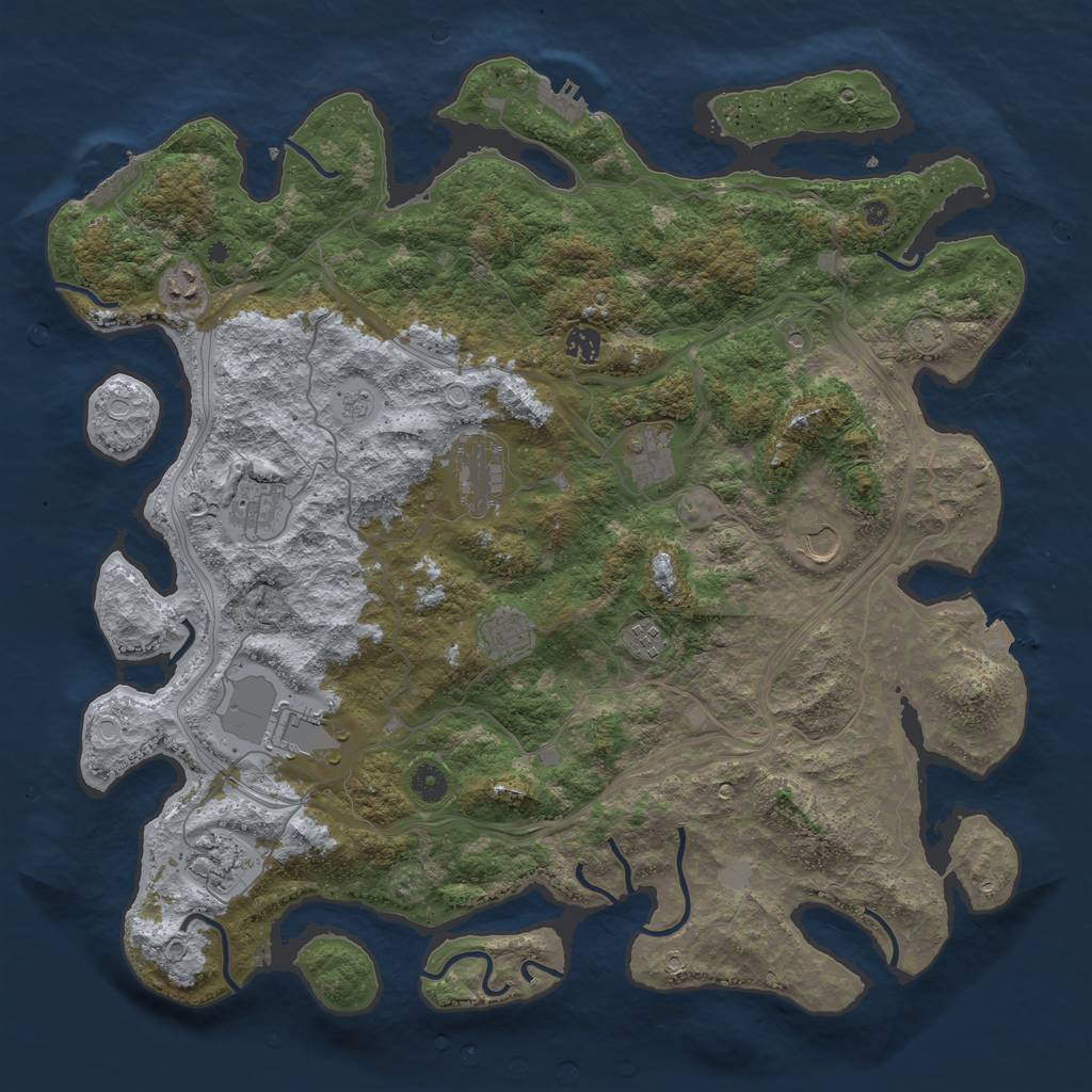 Rust Map: Procedural Map, Size: 4500, Seed: 32333333, 18 Monuments