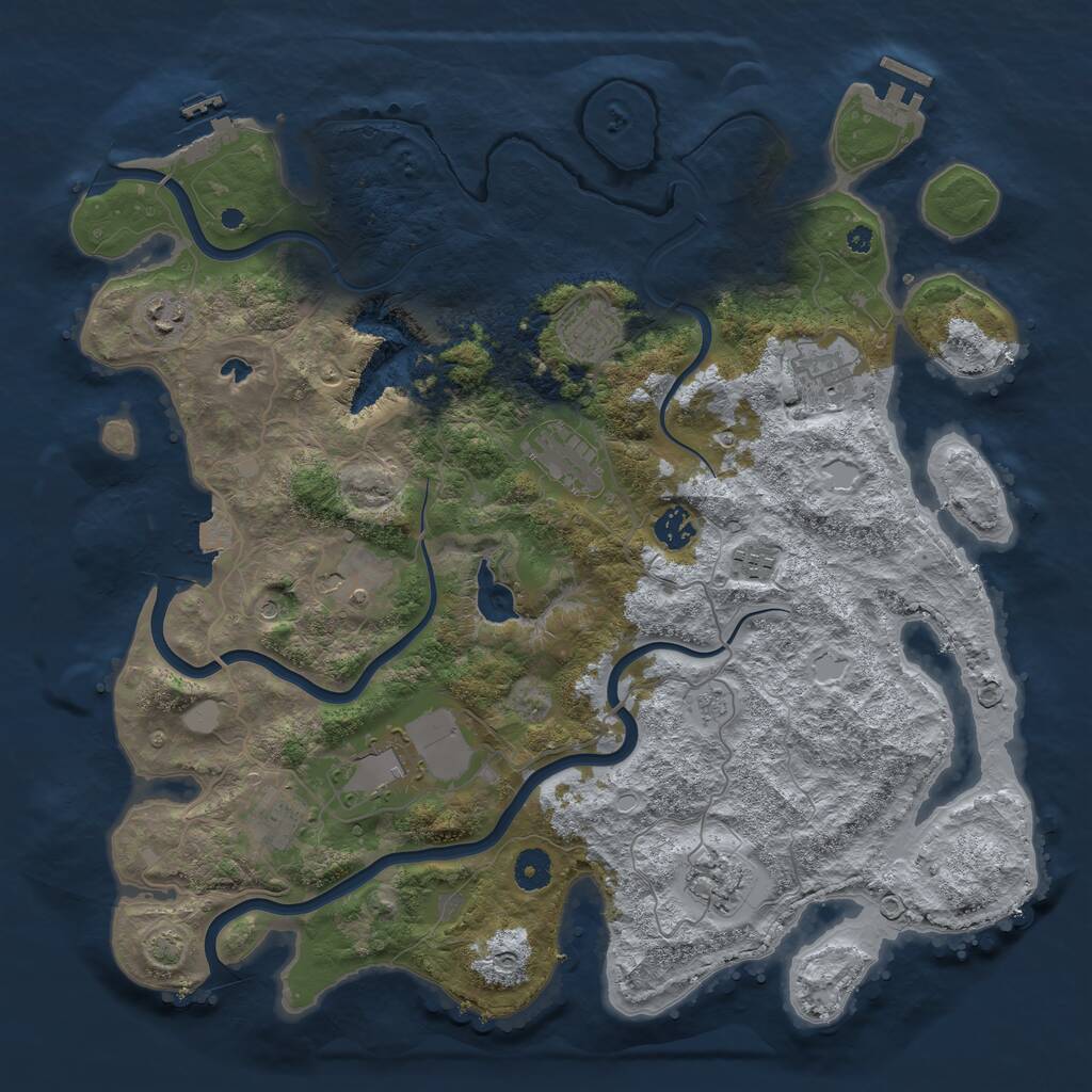Rust Map: Procedural Map, Size: 4096, Seed: 99395703, 16 Monuments