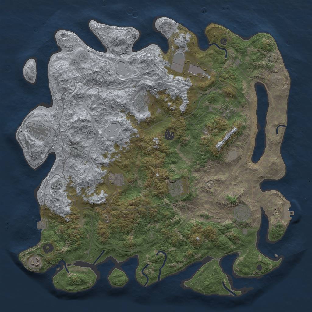 Rust Map: Procedural Map, Size: 4500, Seed: 2023706, 17 Monuments