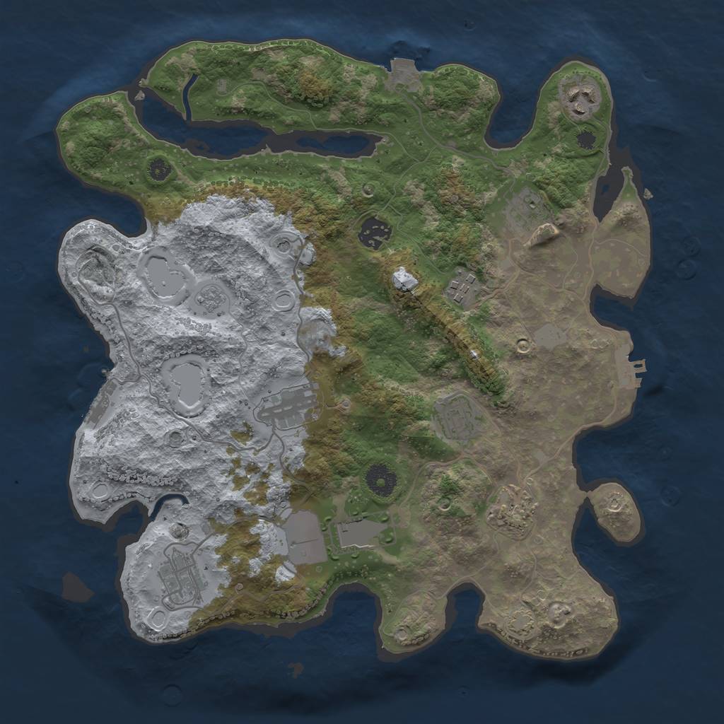 Rust Map: Procedural Map, Size: 3500, Seed: 273444334, 17 Monuments