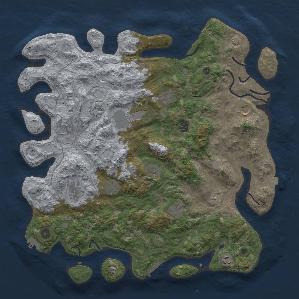Rust Map: Procedural Map, Size: 4500, Seed: 1137337327, 19 Monuments