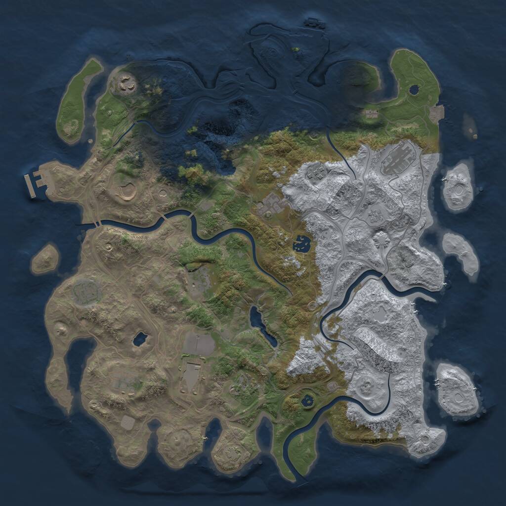 Rust Map: Procedural Map, Size: 4250, Seed: 1044482668, 17 Monuments