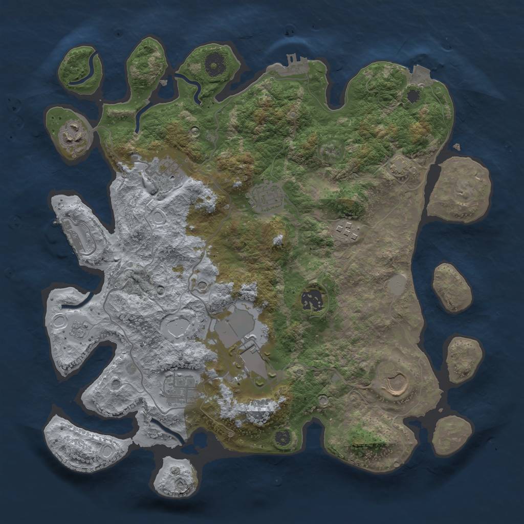 Rust Map: Procedural Map, Size: 3500, Seed: 1454804760, 16 Monuments