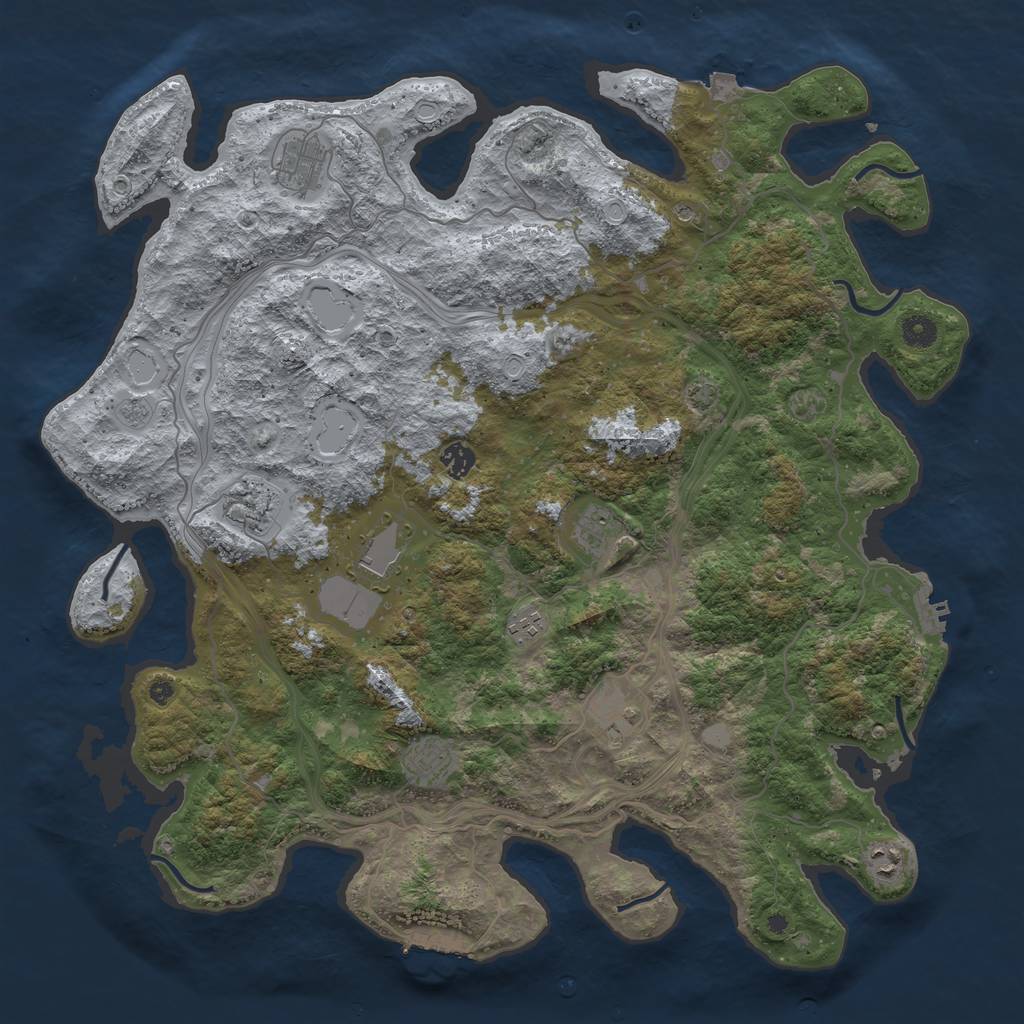 Rust Map: Procedural Map, Size: 4500, Seed: 1325405790, 17 Monuments