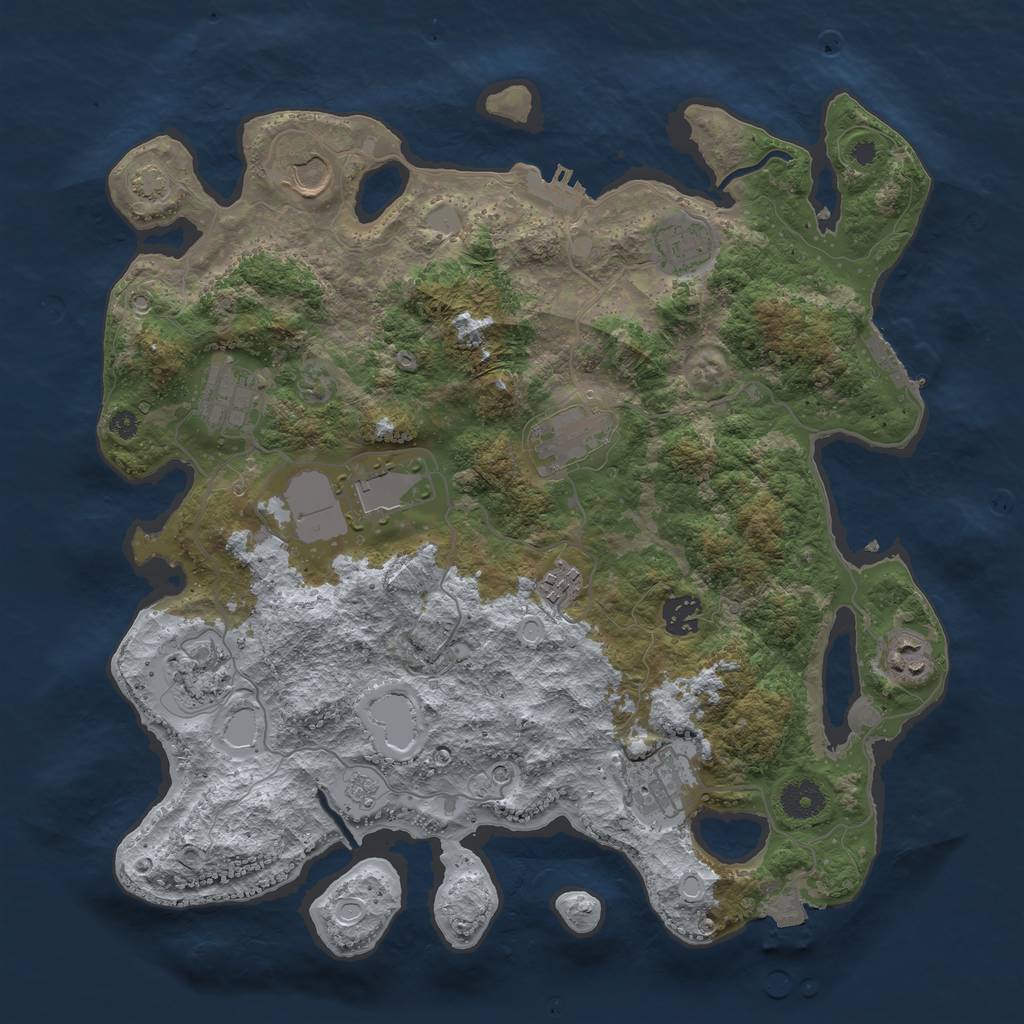 Rust Map: Procedural Map, Size: 3750, Seed: 7072023, 18 Monuments