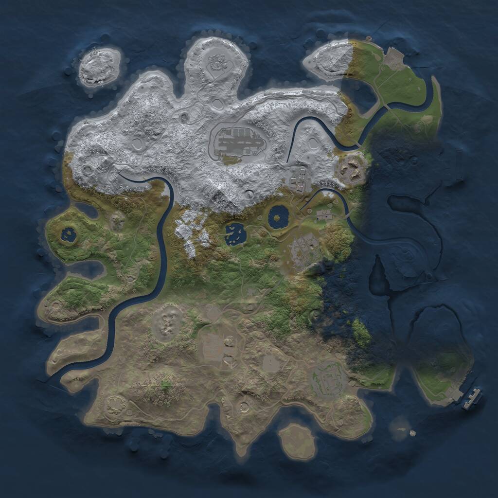 Rust Map: Procedural Map, Size: 3300, Seed: 1410498856, 13 Monuments
