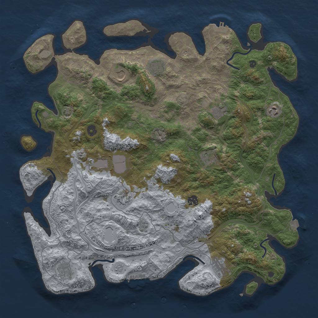 Rust Map: Procedural Map, Size: 4500, Seed: 6760503, 19 Monuments