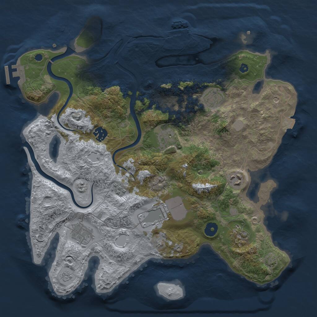 Rust Map: Procedural Map, Size: 3500, Seed: 415069273, 14 Monuments