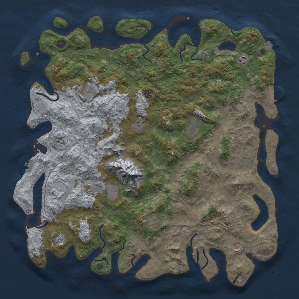 Rust Map: Procedural Map, Size: 5000, Seed: 13890, 19 Monuments