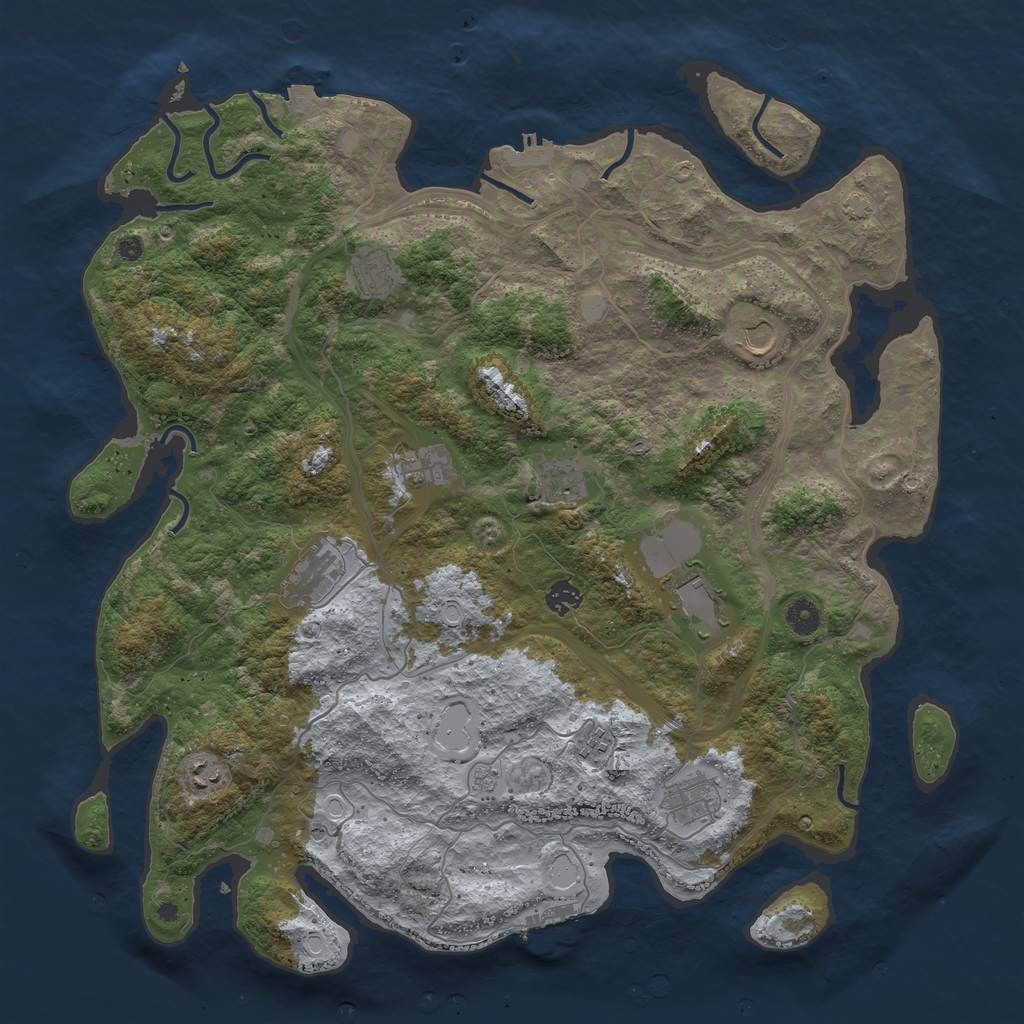 Rust Map: Procedural Map, Size: 4500, Seed: 5458752, 18 Monuments