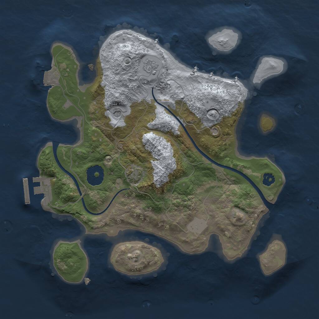 Rust Map: Procedural Map, Size: 2500, Seed: 1020412420, 5 Monuments