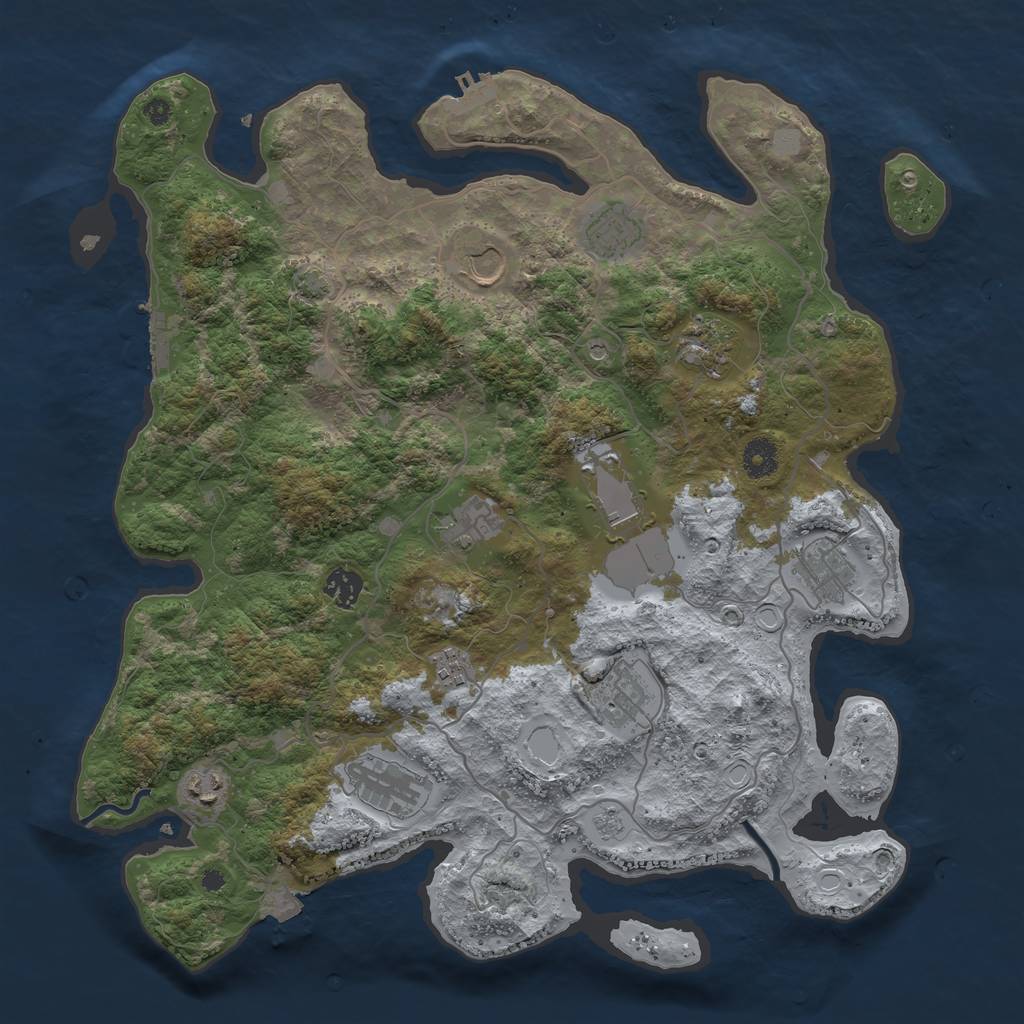 Rust Map: Procedural Map, Size: 4000, Seed: 85225671, 19 Monuments