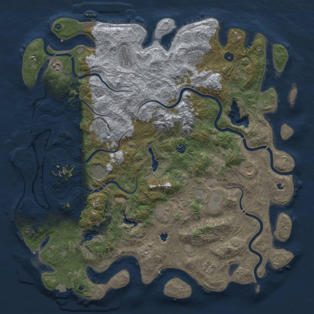 Rust Map: Procedural Map, Size: 5000, Seed: 1885522572, 17 Monuments