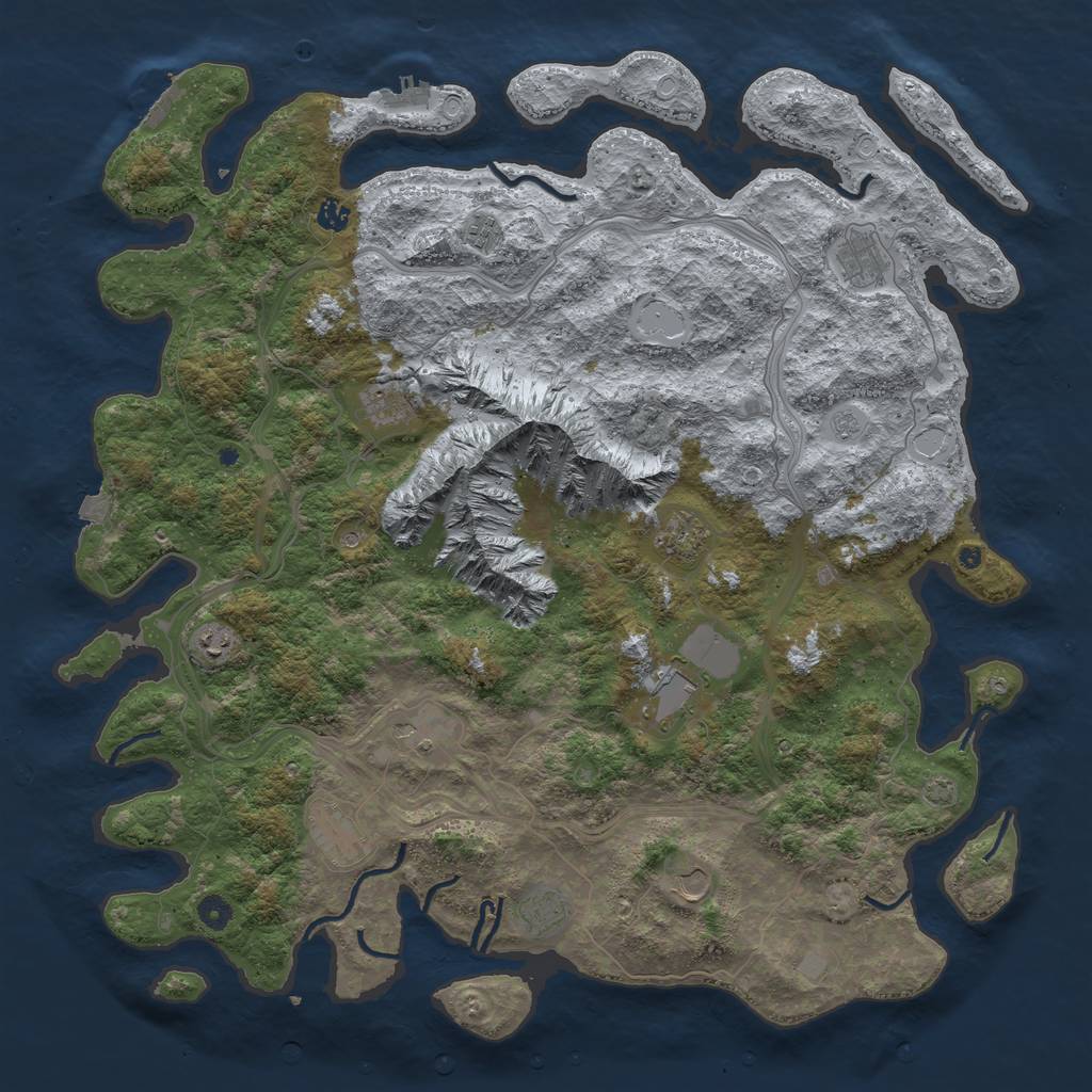 Rust Map: Procedural Map, Size: 5000, Seed: 841717755, 19 Monuments