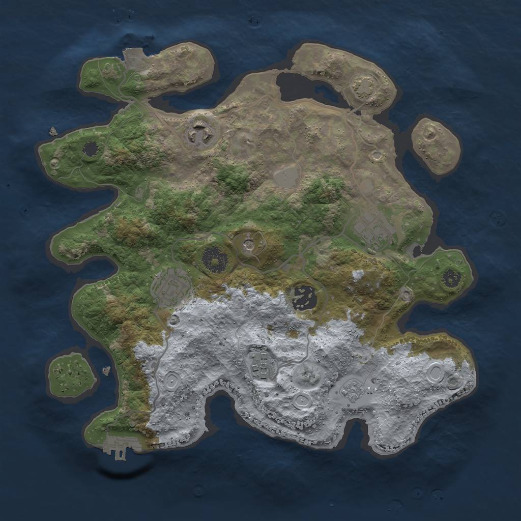 Rust Map: Procedural Map, Size: 3000, Seed: 229529, 12 Monuments