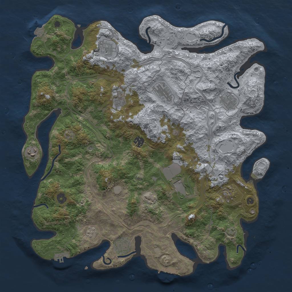 Rust Map: Procedural Map, Size: 4250, Seed: 1334606671, 18 Monuments