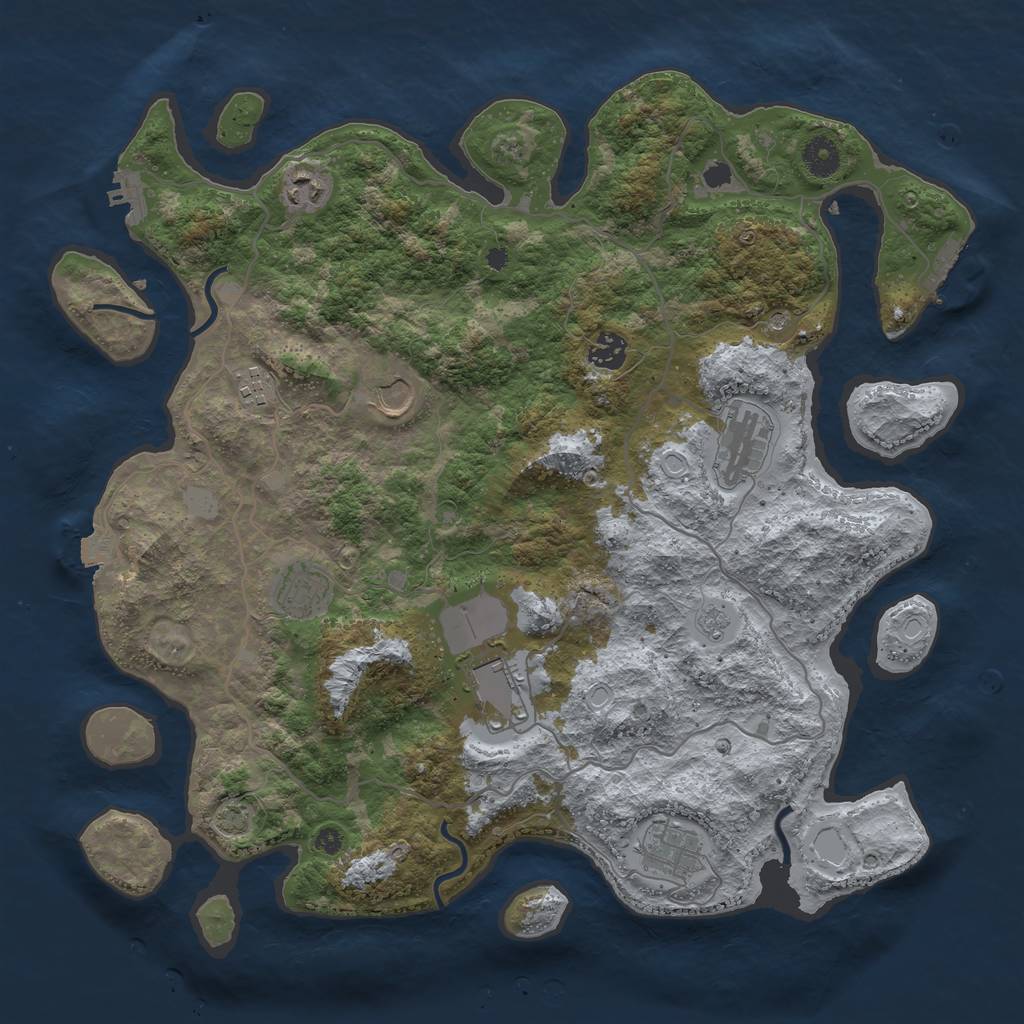 Rust Map: Procedural Map, Size: 4000, Seed: 27346335, 16 Monuments