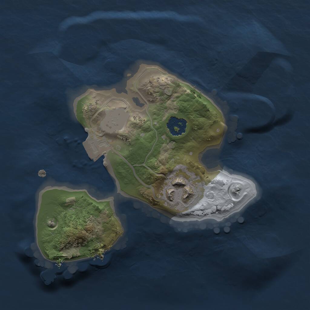 Rust Map: Procedural Map, Size: 1600, Seed: 9876, 2 Monuments