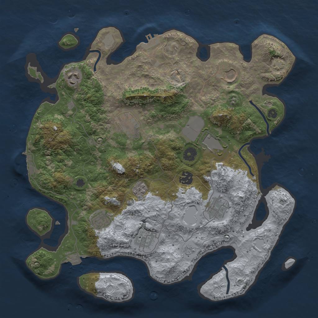 Rust Map: Procedural Map, Size: 3500, Seed: 426587260, 16 Monuments