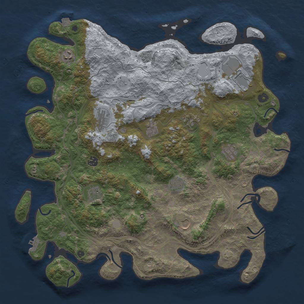 Rust Map: Procedural Map, Size: 4500, Seed: 392103660, 18 Monuments