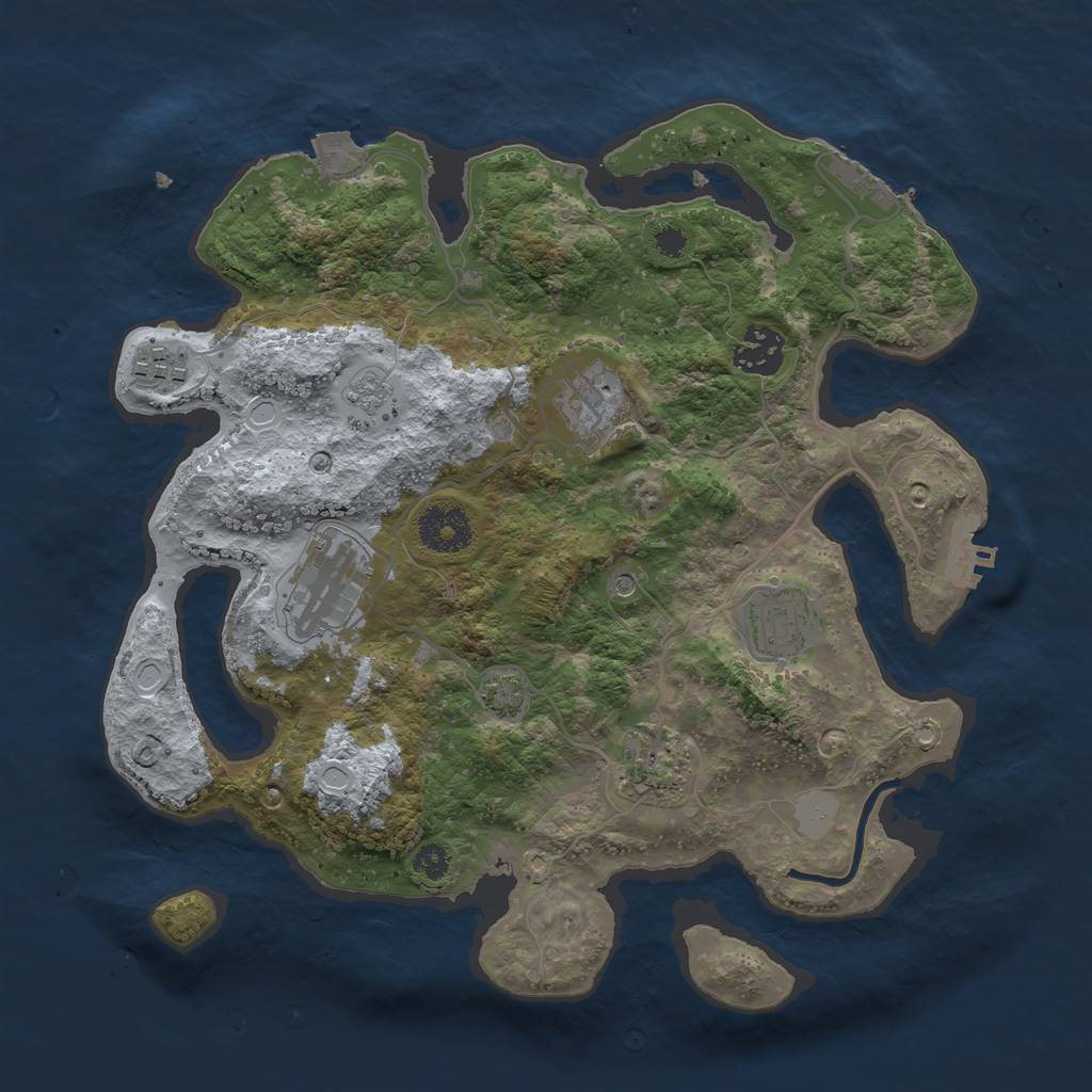 Rust Map: Procedural Map, Size: 3200, Seed: 829300790, 14 Monuments