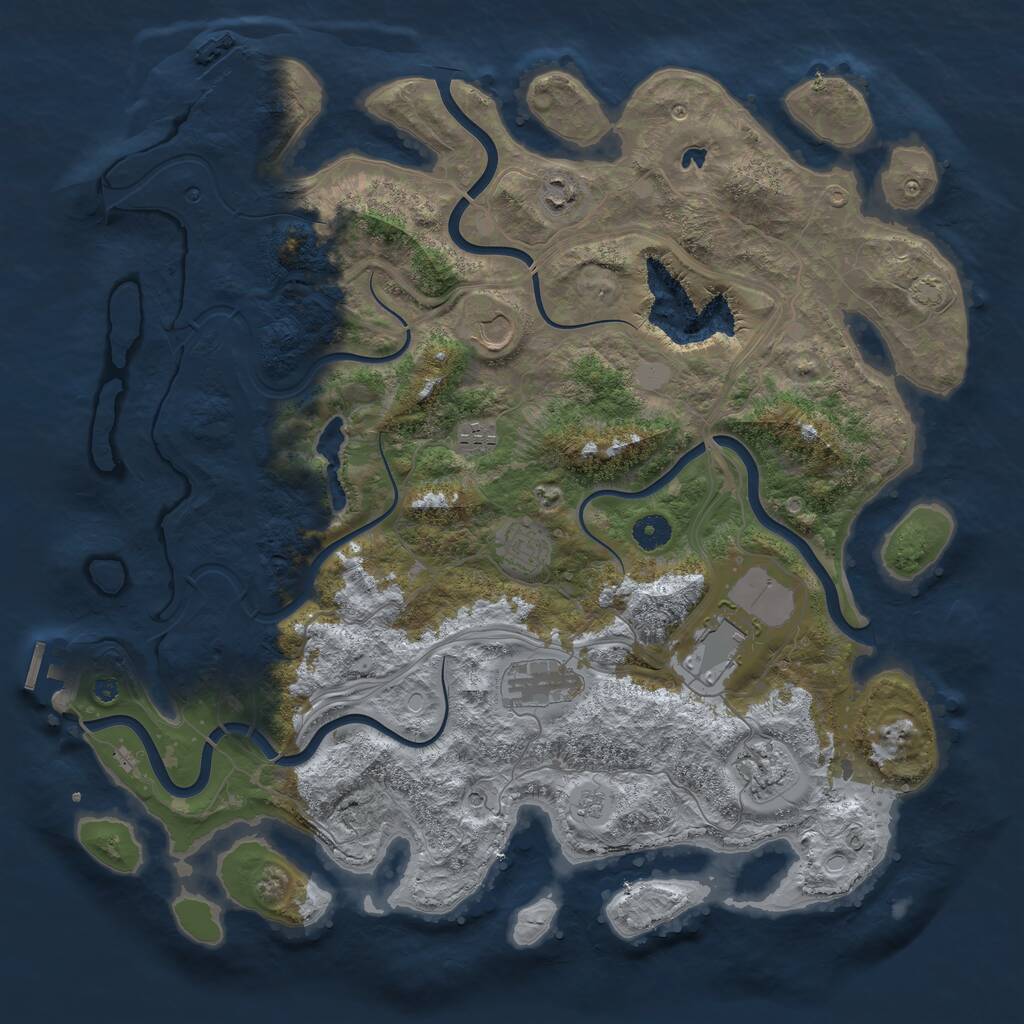 Rust Map: Procedural Map, Size: 4250, Seed: 1252066192, 13 Monuments