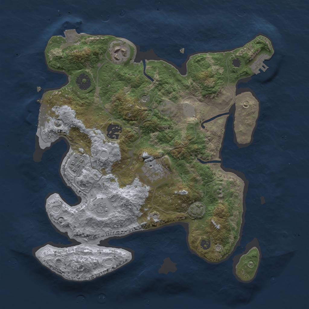 Rust Map: Procedural Map, Size: 3000, Seed: 1051498892, 12 Monuments