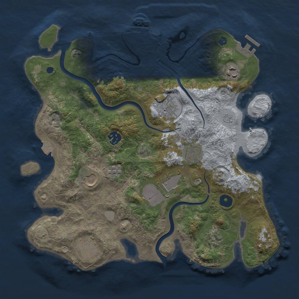 Rust Map: Procedural Map, Size: 3500, Seed: 1331848564, 15 Monuments