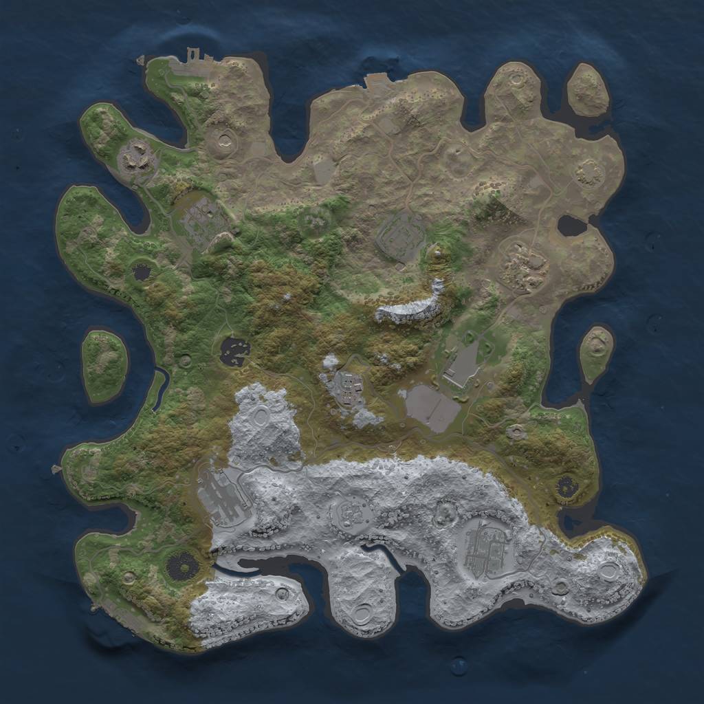Rust Map: Procedural Map, Size: 3500, Seed: 593996110, 17 Monuments